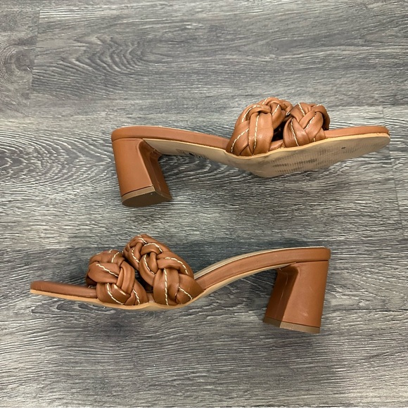Kaanas Brown Braided Block Sandal Heels Size 10 - Picture 9 of 12